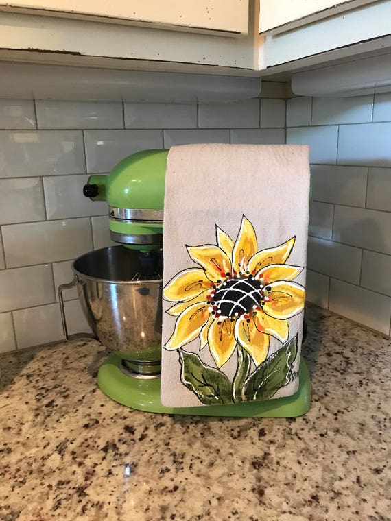 Cheerful Sunflowers Cotton Kitchen Towels Set Of 3