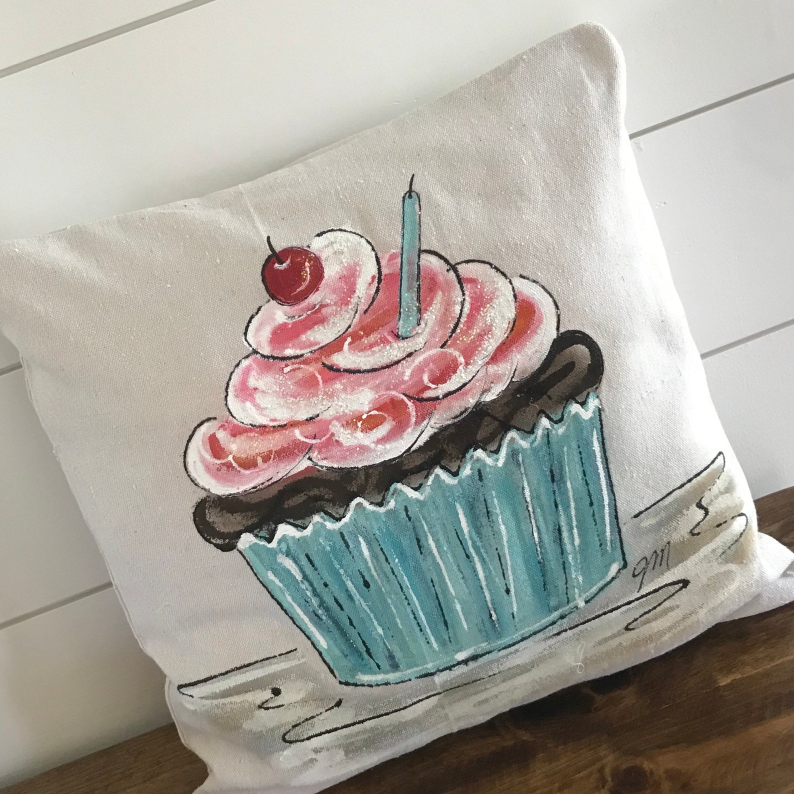 Happy Birthday Cupcake Pillow Birthday Gifts Children Etsy