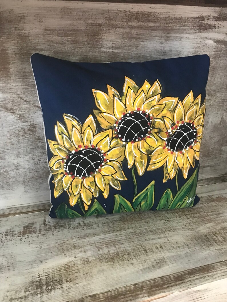 Navy Sunflowers Pillow Gifts for Gardeners Mother's Day Etsy