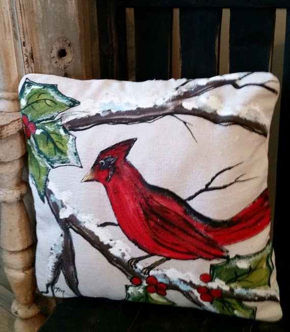 red bird pillow