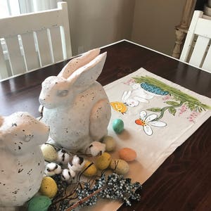 Bunny and Daisy Hand-painted Table Runners, Easter Table Linens, Springtime Decorations, Handmade image 4