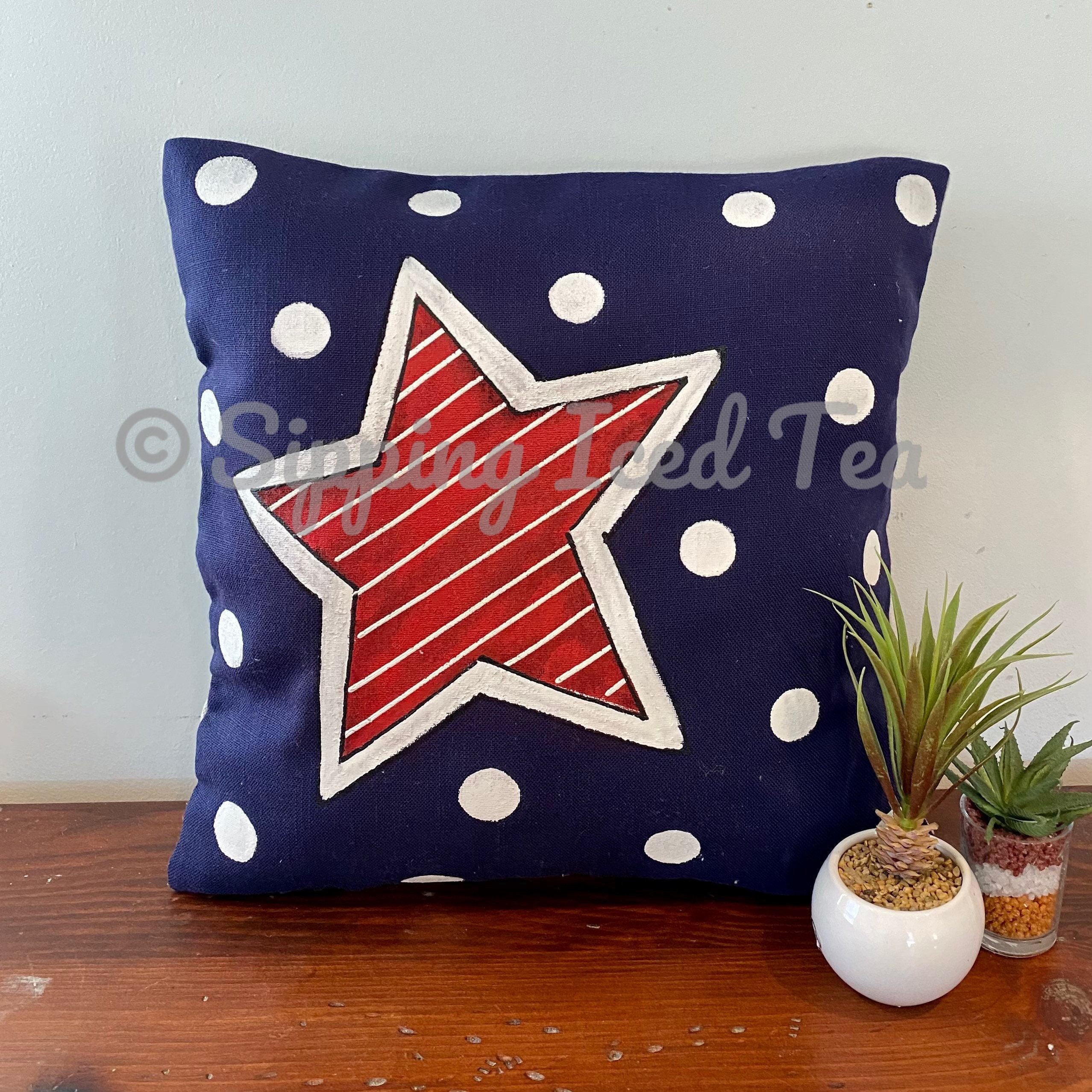 Navy star cheap cushion