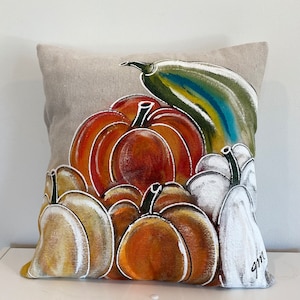 Assorted Fall Pumpkins Hand-painted Handmade Pillow Cover