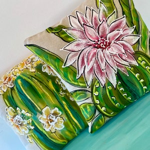 Cactus Decor, Cactus Flower, Set, Hand-painted, Pillow Cover