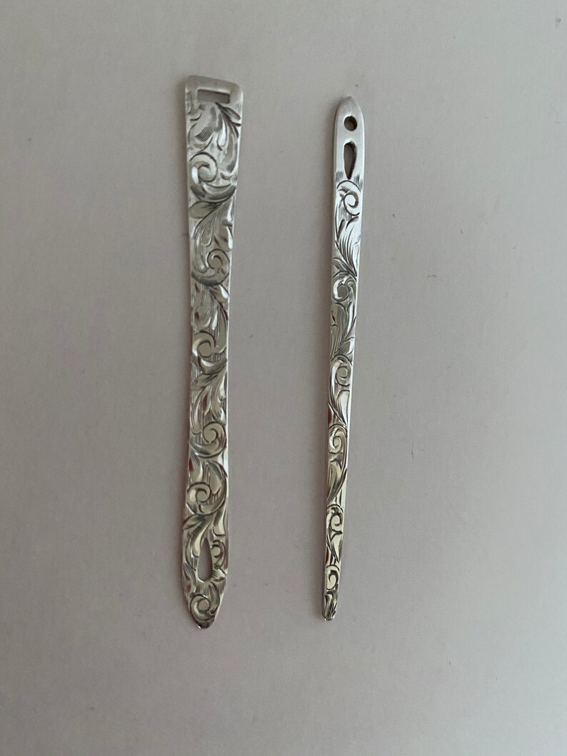Antiquesterling SILVER BODKIN / Ribbon Threader Set - Etsy