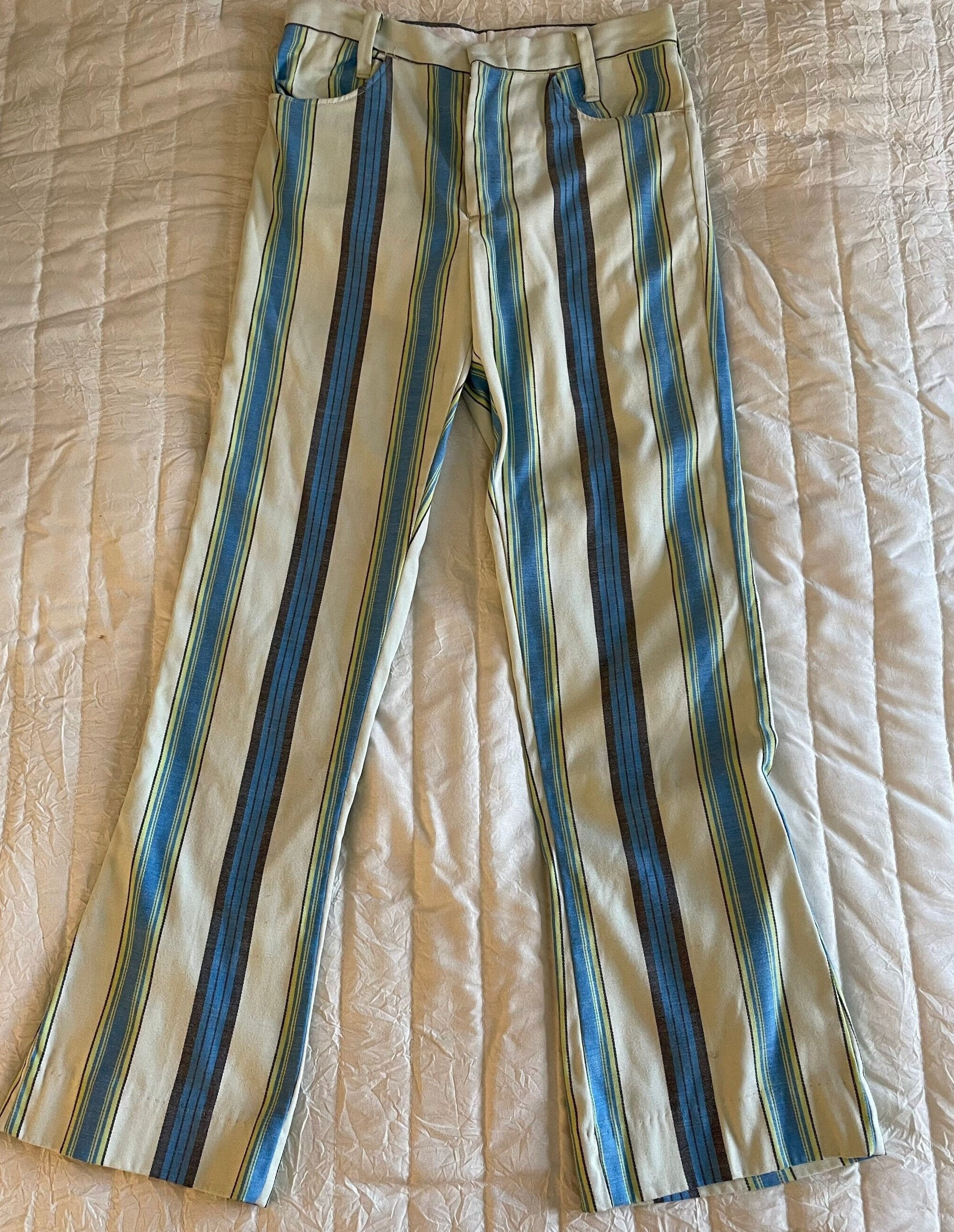 White and hotsell yellow striped pants