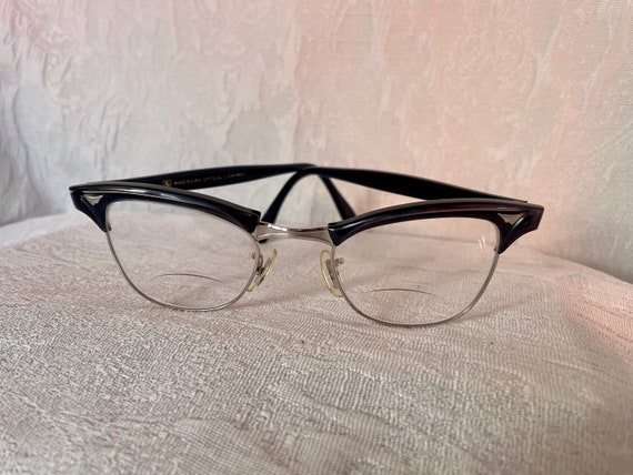 American Optical Black Horn Rimmed Eyeglasses Vin… - image 2