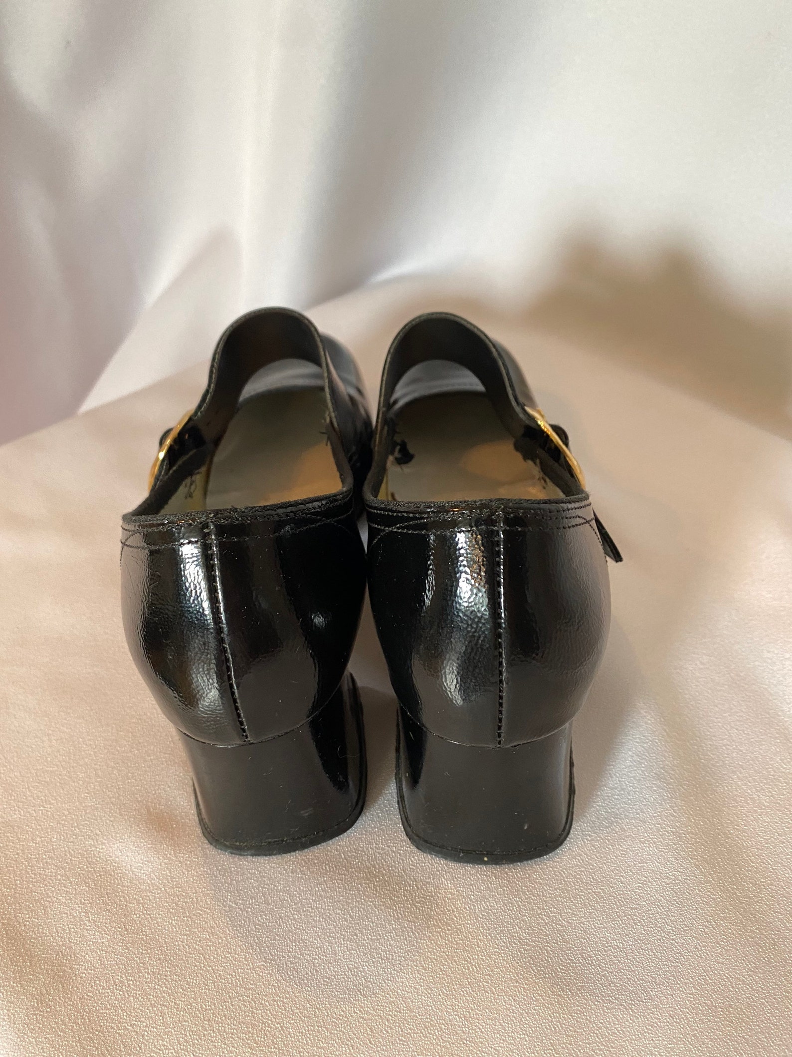 1970's Black Mary Jane Block Heel Woman's Shoes Size 7 | Etsy