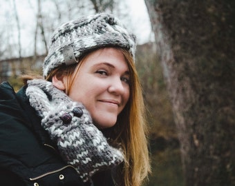 Soft Gray Headband and Cowl Scarf