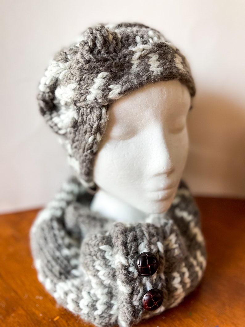 Soft Gray Headband and Cowl Scarf image 3