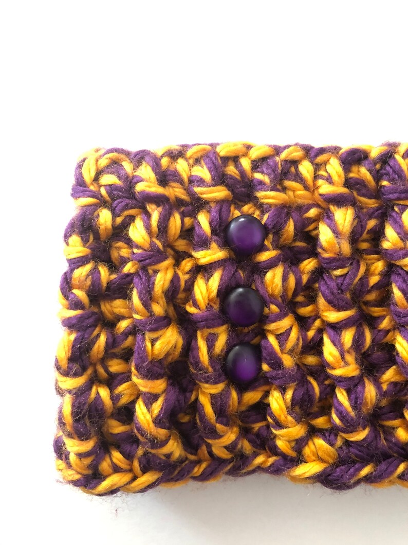 Gold and Purple Crocheted Headband image 5