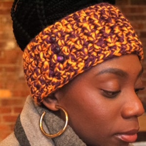 Gold and Purple Crocheted Headband image 2