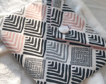 Pink Gray and Black Geometric Tablet Purse