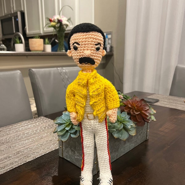 Wembley Freddie Mercury Crochet Doll,  Freddie Mercury Amigurumi doll, Freddie Mercury Wembley Doll
