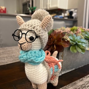 Hipster Llama Crochet Doll,  Hipster Llama Amigurumi doll, Handmade 8.5” Llama Doll, Llama Crochet, Llama Doll, Llama Gift