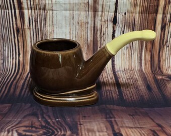 1960's Tobacciana Pipe Shaped Coffee Mug Cup Or Desk Pencil Holder