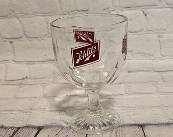 1970's Schlitz Beer Glass Stemmed Goblet Rare Design