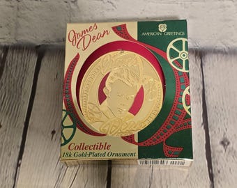 1998 James Dean 18K Gold Plated Ornament American Greetings New In Box