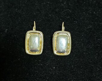 Pre 1990's Napier Pierced Earrings 2 Tone Silver And Gold