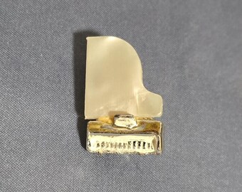 Pre 1970's Piano Brooch/Pin Mother Of Pearl And Gold Tone