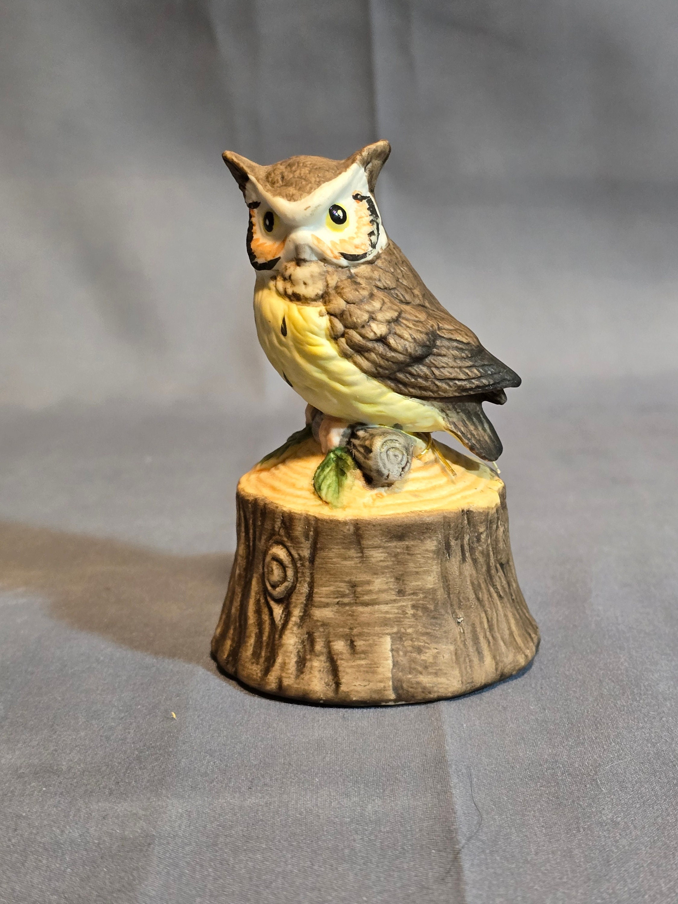 1970's Miniature Owl on Stump Bell