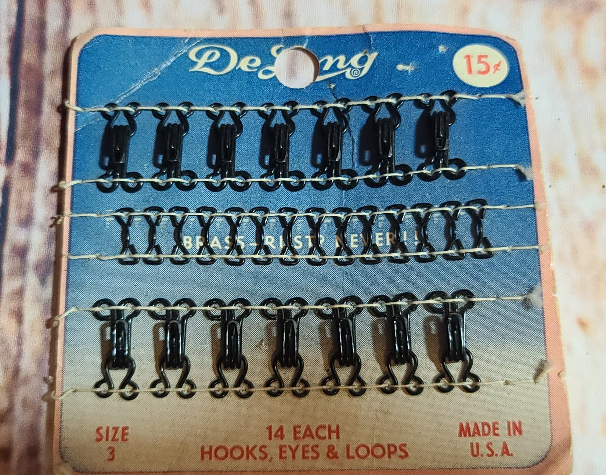 Pre 1960's De Long Hooks and Eyes Full Pack Size 3 Partial Pack Size 2