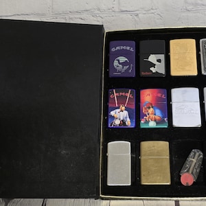 Pre 2006 Zippo Collectors Case with 10 Zippo Lighters (See Description and Pictures)