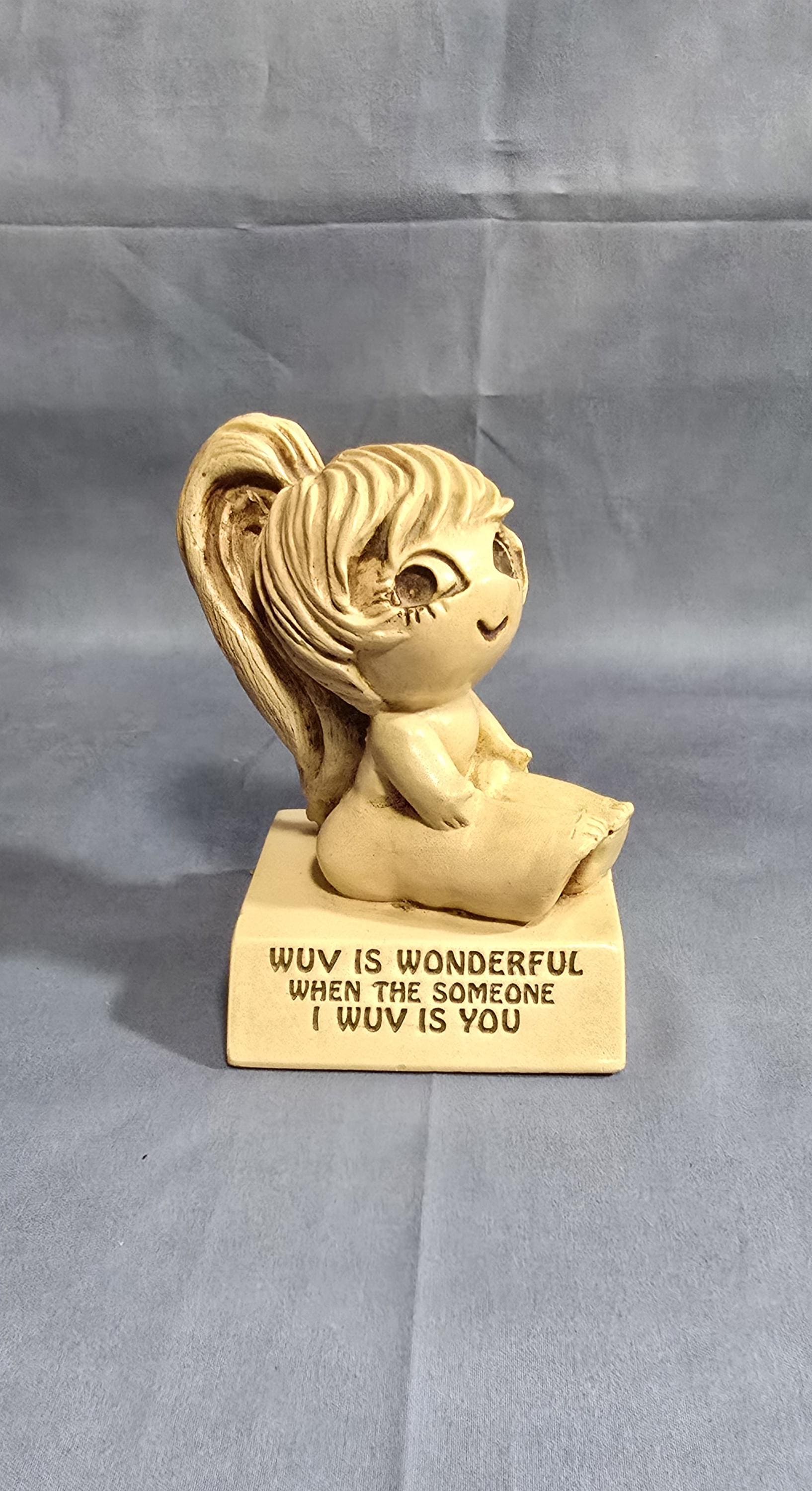 70年代　USA製　キャラクター像 I WUV YOU I Wuv You Statue 9086 Made in USA Wallace Berrie Co 1973 - Etsy