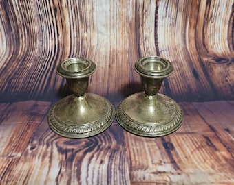 Pre 1950's Wallace Sterling Silver Cement Filled Taper Candlestick Holders 247