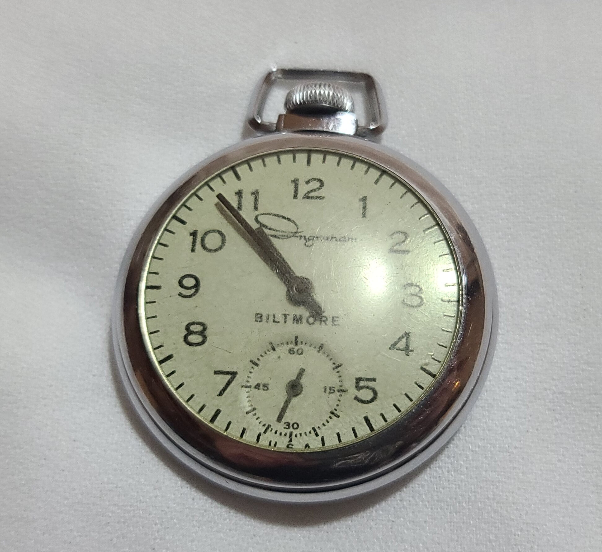 Pre 1950 s Ingraham Biltmore Pocket Watch Works but is Temperamental Etsy Canada