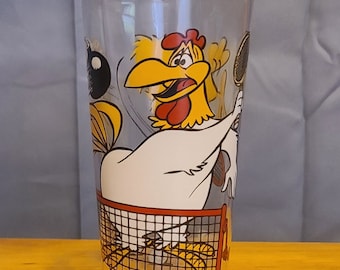 1976 Pepsi Collector Series Foghorn Leghorn and Chicken Hawk Glass Great Graphics