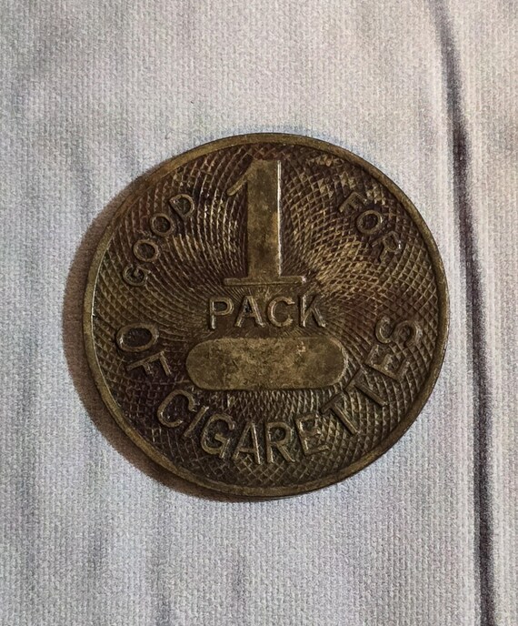 1930's Good for 1 Pack of Cigarettes Brass Trade Token