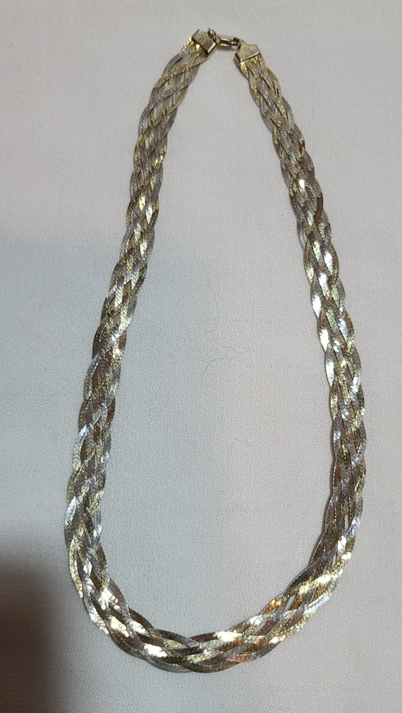 Sterling Silver FMC Two Tone Braided Necklace 18"