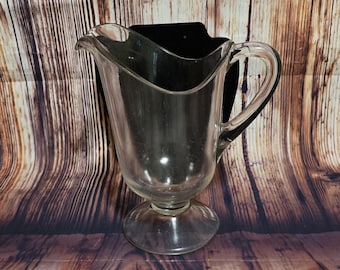 Pre 1940's Clear Glass Pitcher With Curved Down Top