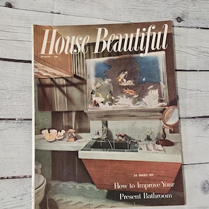 1953 August House Beautiful How to Improve Your Bathroom with Retro Ads