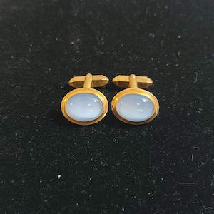Pre 1970&#39;s Wells 1/20 12K GF Light Blue Stone Cuff Links
