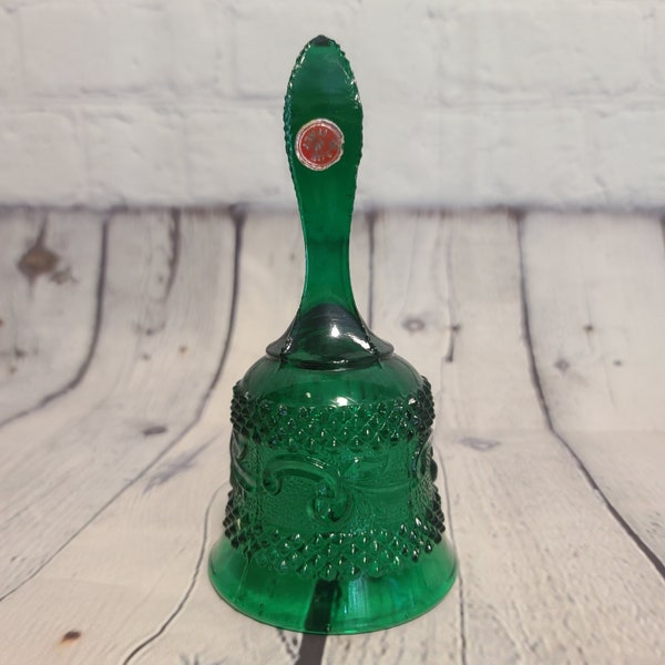 Pre 1960's Green Glass Diamond Point Design Hand Bell Made in Italy (NO Ringer)