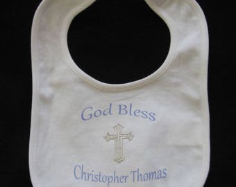 Personalized Cotton Interlock Christening Bib