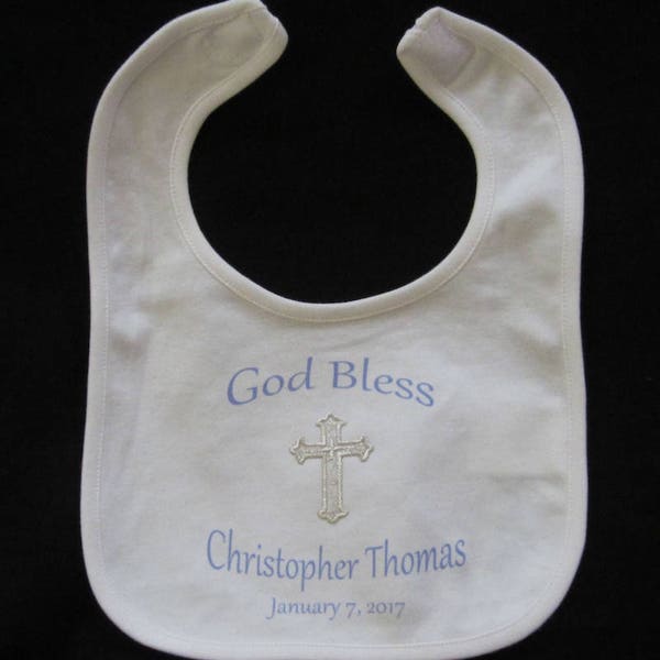 Personalized Cotton Interlock Christening Bib