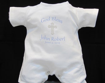 Short Sleeve Christening Romper