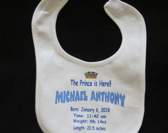 Birth Announcement Bib