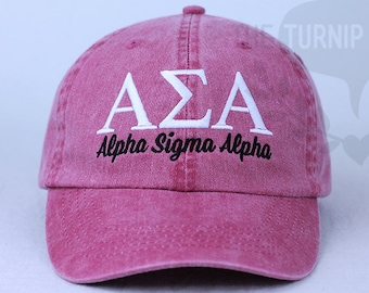 Alpha Sigma Alpha Sorority Baseball Cap - Custom Color Hat and Embroidery.