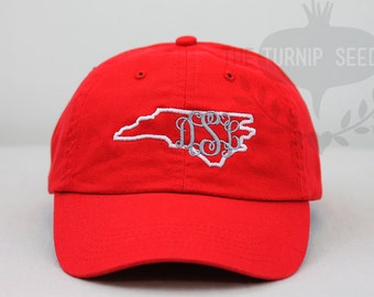 Ladies' North Carolina Monogram Baseball Cap - Custom Color Hat and Embroidery.