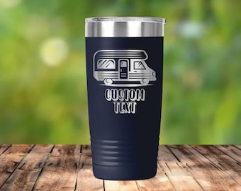 Camper RV with Name - Custom Image, Logo, or text Engraved Tumbler - 20 oz Travel Mug - ET0319