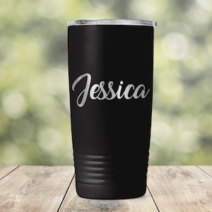 Personalized Custom Name or Text Engraved Vacuum Insulated Coffee Tumbler with Lid Travel Mug Briedsmaid Bridal Shower Cup Gift - ETJessica
