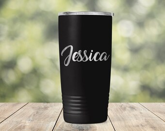 Personalized Custom Name or Text Engraved Vacuum Insulated Coffee Tumbler with Lid Travel Mug Briedsmaid Bridal Shower Cup Gift - ETJessica