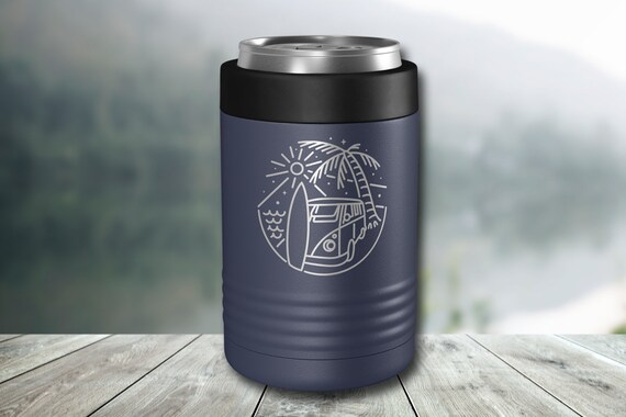 Beach Scene Can Cooler - Engraved Vacuum Insulated - 12 oz 16 oz Can or Bottle - ECC0005