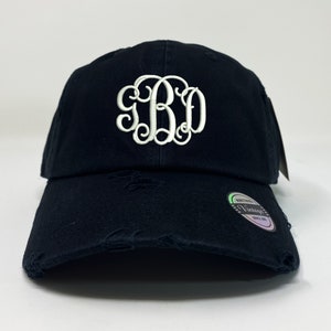 Black Vintage Style - SALE - Ladies' Monogram Baseball Cap Monogram Hat Monogram Cap Summer Beach Hat - Custom Hat Embroidery