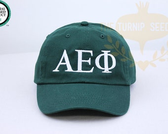 Alpha Epsilon Phi Greek Only Sorority Baseball Cap - Custom Color Hat and Embroidery.