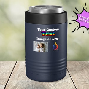 FULL Color Custom Image, Logo, or text Engraved Vacuum Insulated 12 oz 16 oz Can or Bottle Not a Sticker Beach Vacation Gift Groomsmen Gift